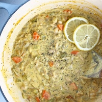 Greek Lemony White Bean & Orzo Soup (aka Vegan Avgolemono)