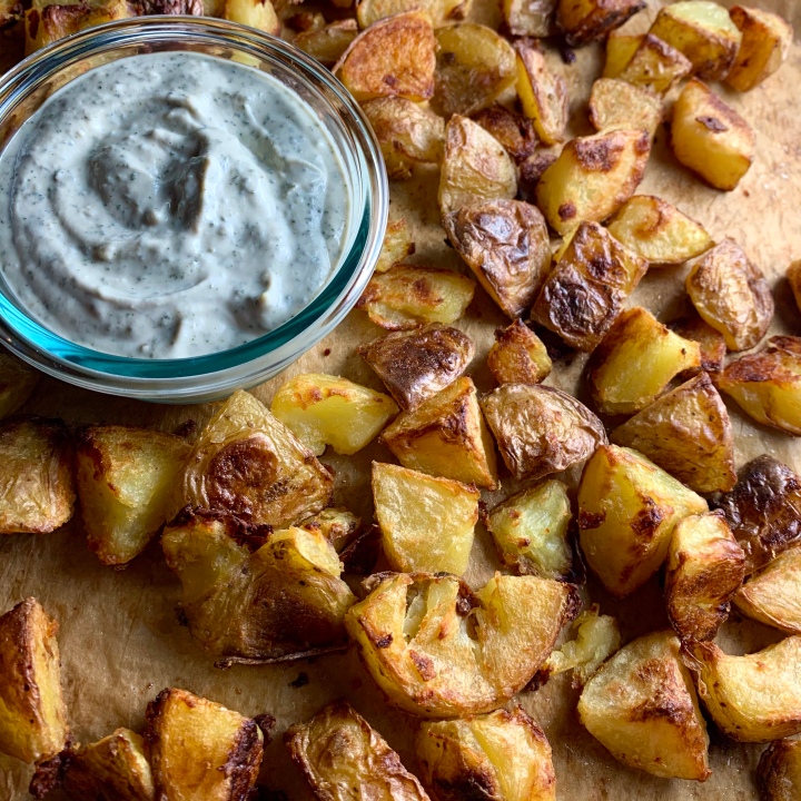 Extra Crispy Roasted Potatoes with Fried Sage Aioli (vegan)