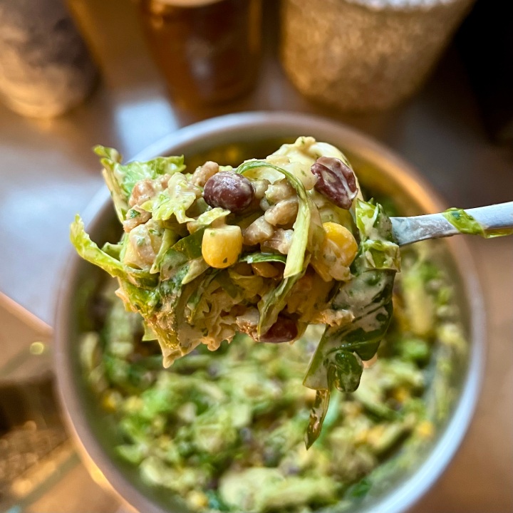 Tex Mex Brussel Sprout + Farro Salad (vegan | plant-based)